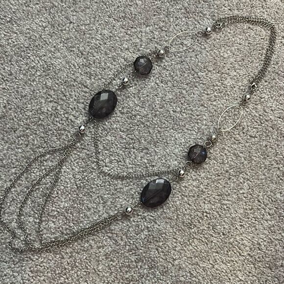 No Brand Jewelry - Silver and Purple Statement Multi Layer Necklace